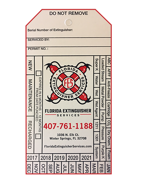 Inspection Tag for Fire Extinguishers